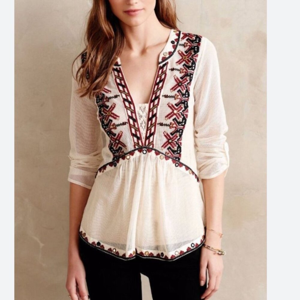 ⭐️ Akemi & Kin Embroidered Boho Bohemian Hipster Hippie Classy Hip Peasant Top